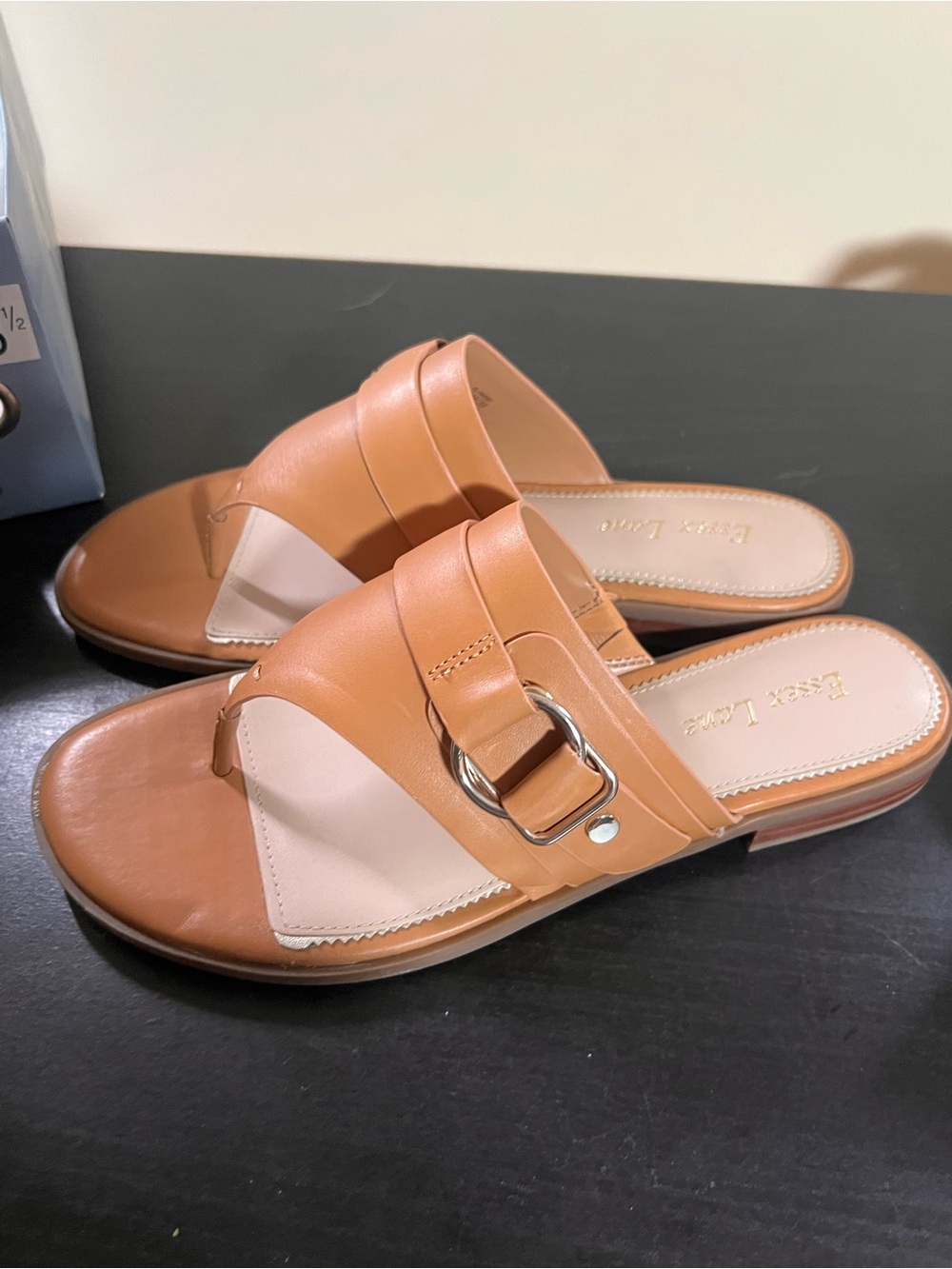 Essex Lane Haivee Leather Slip On Slide Sandal Women's Size 8 1/2